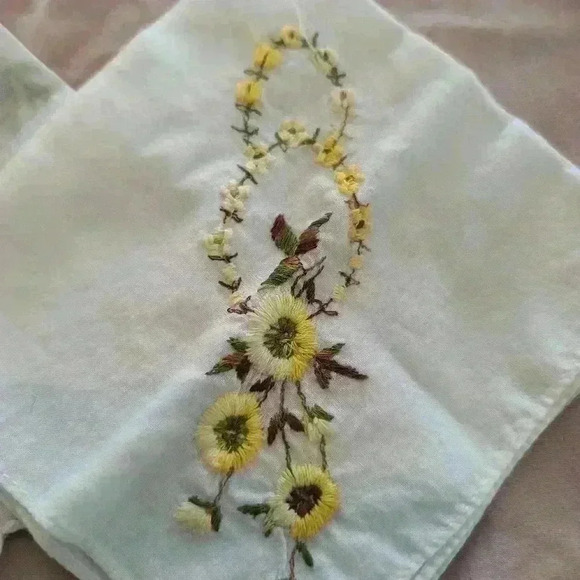 Pair of ladies floral handkerchiefs  purple and yellow - Picture 3 of 7